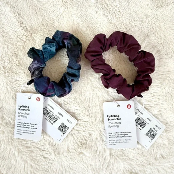 Lululemon Uplifting Scrunchie Set of 2 in Cosmic Blue and Arctic Plum (NWT) - Picture 1 of 9